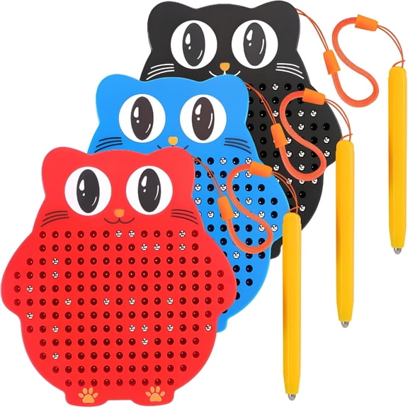 CYFW 3 Pcs Mini Magnetic Drawing Board Activities Kit with Beads and Magnet Stylus Pen Cute Owl Travel Magnetic Supplies for Airplane Car Ride Activities