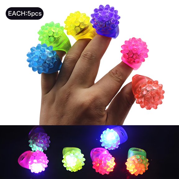 CYFW 30Pcs LED Finger Lights,Soft TPR Spiky Cluster Finger Flashlight,Light Up Toys for Party Favor,Raves,Concert Shows