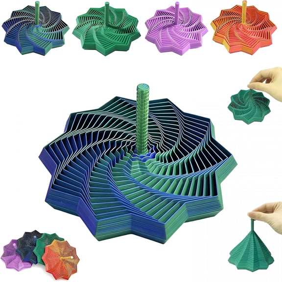 CYFW 3D Printed Expanded Sensory Fidget Star,Expandable Fractal Fidget Toys Hexagon with Handle,Honeycomb Whirling Spiral Design,For Adults,Perfect for Christmas,Birthday Gifts (M5,3.54In)