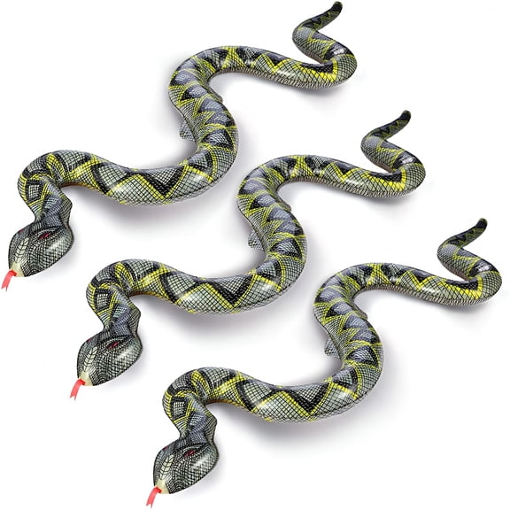 CYFW 3Pcs Inflatable Fake Snake,39 Inch Inflatable Animals Blow Up Pool Snake Floats for Jungle Party Decorations,Reptile&Rainforest Theme Decor