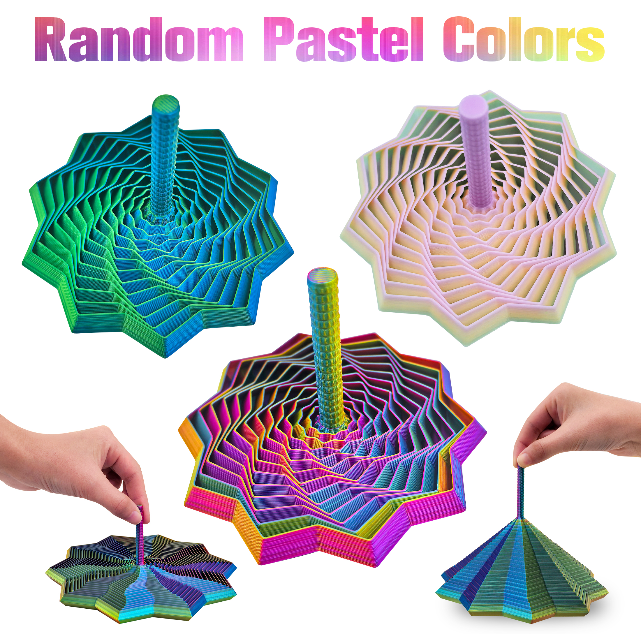 Fidget Staws CYFW 3Pcs Sensory Fidget Star Gold,3D Printed Fidgets Spiral Tower ...