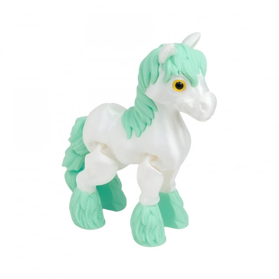 CYFW 4.84 Inch 3D Printed Horse Models Movable Legs Flexible Joint Animal Figurines Stress Relief Fidget Restlessness Surprise Fantasy Gifts (E,White)