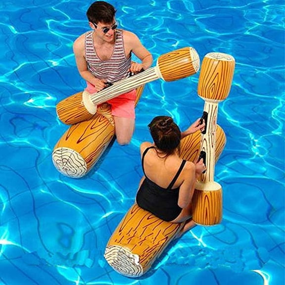 CYFW 4 Pcs Inflatable Floating Row Rafts, PVC Pool Party Water Sports Toys, Durable Log Rafts for Above Ground Pools