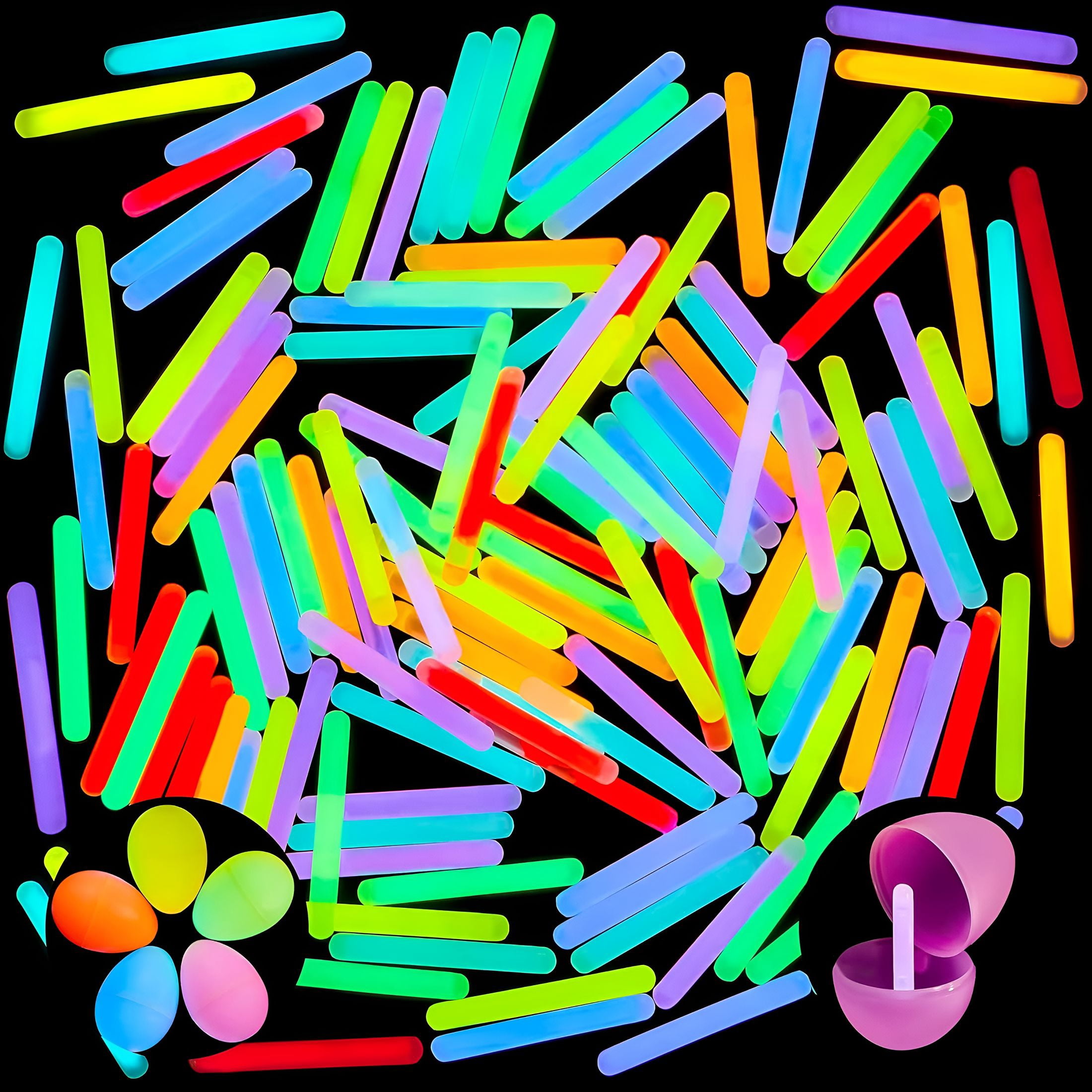 CYFW 400 Mini Glow Sticks(1.7"),8 Colors,Glow in the Dark for Easter Eggs,Party Favors,Easter Basket Stuffer,Weddings,Classroom Decorations,Prizes