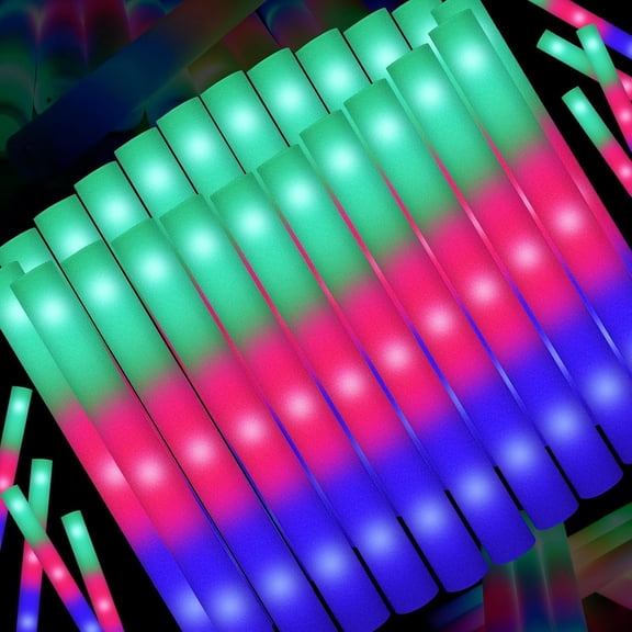CYFW 44 Pcs Foam Glow Sticks with 3 Modes Colorful Flashing,Glow Sticks Pack,Foam Light Up Sticks,Glow in Dark Party Supplies for Wedding,Raves,Party,Halloween,4Th of July