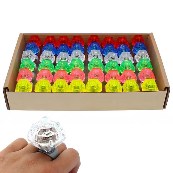 CYFW 48Pcs LED Finger Lights,Diamond Shape Finger Flashlight with Open-Ended Ring,Light Up Toys for Party Favor,Raves,Concert Shows