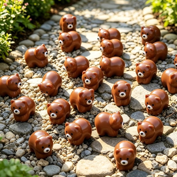 CYFW 50 Pcs Brown Mini Bears,Miniature Tiny Resin Animals Decor Miniature Figurines Suitable for Diy Crafts,Fairy Gardens and Potted Plant Decoration Tiny Animal Figurines