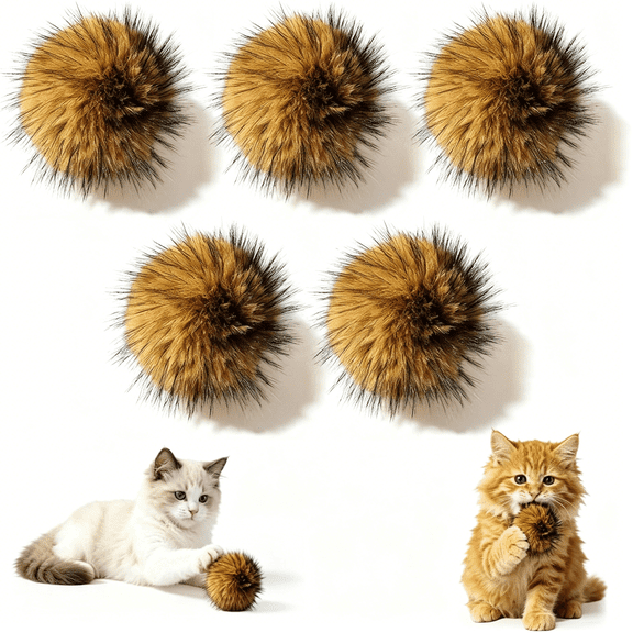 CYFW 5Pcs Cat Toy Faux Rabbit Fur Ball,Rabbit Fur Ball Cat Toy,Soft Fluffy Cat Toy Ball,Furry Catnip Toy Ball for Indoor Cats,Washable&Fun to Chase for Exercise and Bonding