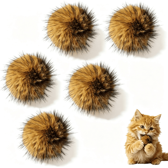 CYFW 5Pcs Cat Toy Faux Rabbit Fur Ball,Soft Fluffy Rabbit Fur Catnip Ball Cat Toys for Indoor Cats,Washable&Fun to Chase for Interactive Bonding Catnip Toys