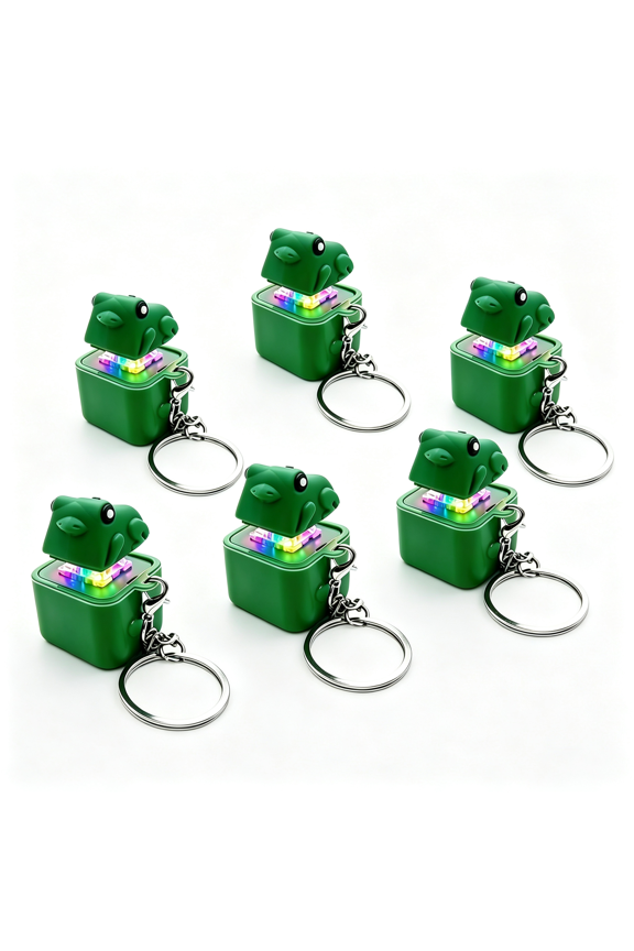 6 Pack Frog Croaking Fidget Toy Keychain,Rechargeable Keyboard Clicker with Led Lights,Portable Noise Keychain Toy,For Stress Relief & Anxiety,Fun Frog Keychain with Sound