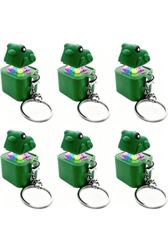 6 Pack Frog Croaking Fidget Toy Keychain Rechargeable Keyboard Clicker with LED Lights Stress Relief Sensory Toy for Adults Anxiety Relief