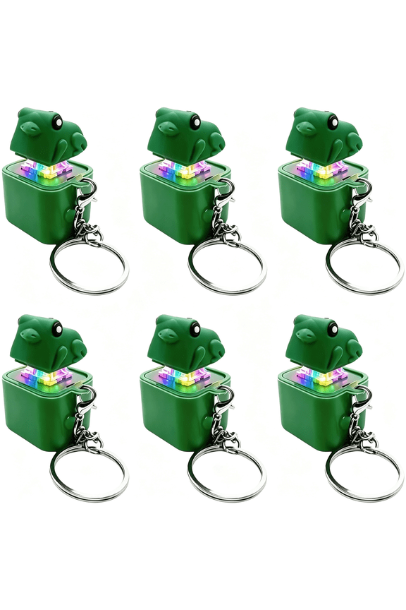 6 Pack Frog Croaking Fidget Toy Keychain,Rechargeable Keyboard Clicker with Sound Led Lights,Portable Noise Keychain Toy,Fun Fidget Toys Bulk