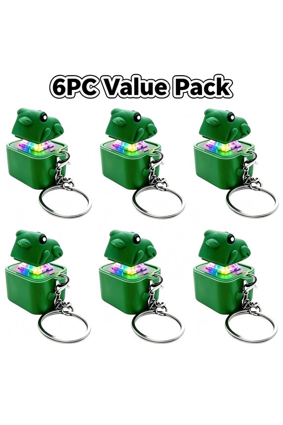 6 Pcs Croaking Frog Keychain Rechargeable Frog Croaking Fidget Toy,Frog Keychain with Sound,Fun Keyboard Fidget
