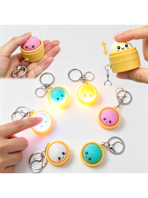 6 Pcs Dumpling Keyboard Fidget Toy, Stress Relief Cute Fidget Clicker Keychain Set, Quiet Anxiety Toys for Adults at Work, Travel, Home - Anxiety Relief & Focus Boost