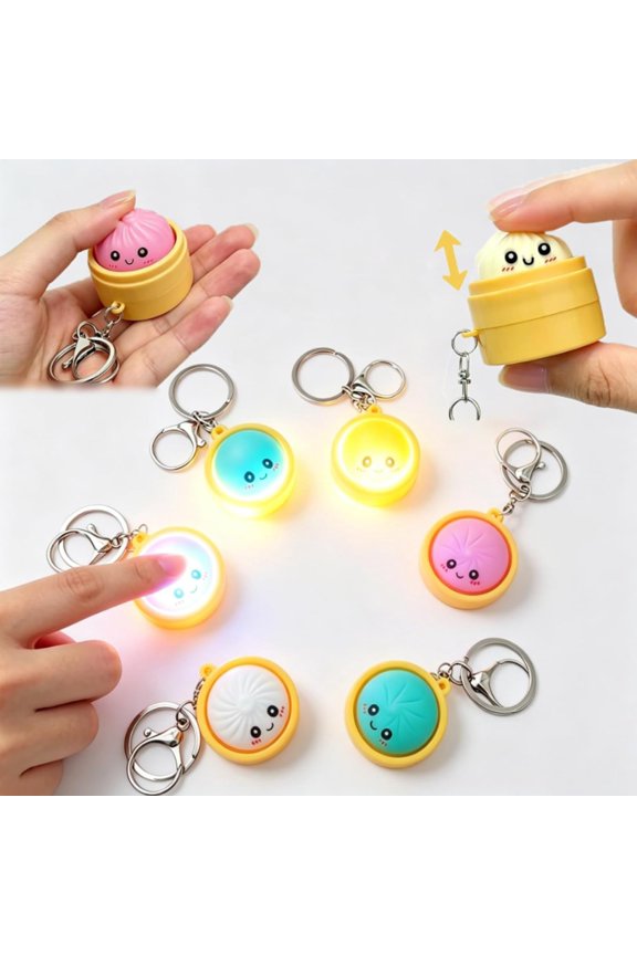 6 Pcs Dumpling Keyboard Fidget Toy, Stress Relief Cute Fidget Clicker Keychain Set, Quiet Anxiety Toys for Adults at Work, Travel, Home - Anxiety Relief & Focus Boost