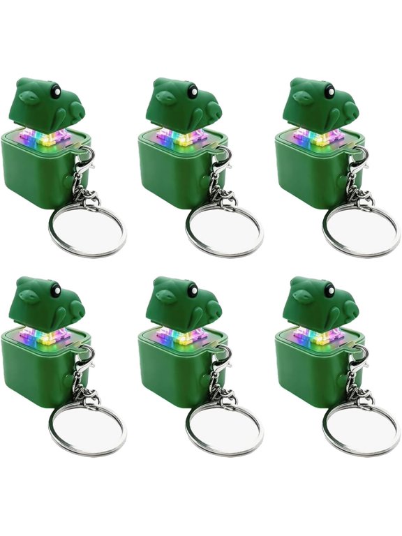 6 Pcs Frog Croaking Fidget Toy,Usb-C Rechargeable Keyboard Clicker Keychain with Rgb Led Lights,Sensory Stress Relief Toy for Office Anxiety,Fun Party Favors&Small Gifts