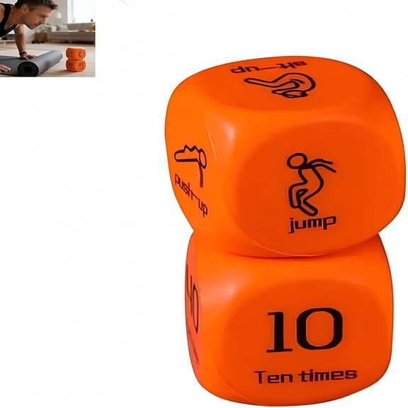 CYFW 6-Sided Fun Sports Equipment 2 Piece Fitness Dice Game Includes Push Ups, Lunges, and Jump - for Teens Family Gym Home Playtime