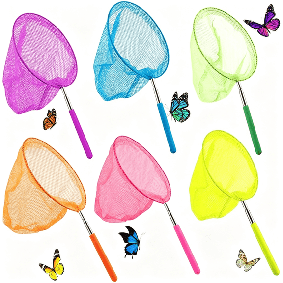 CYFW 6Pcs Bug Catcher for Kids, Kids Telescopic Butterfly Fishirng Nets, Extendable 32 Inch, for Outdoor Exploration, Science Projects, Bug Hunting, Fish Insect Ladybird