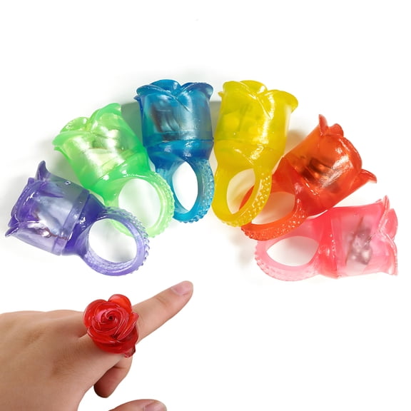 CYFW 6Pcs LED Finger Lights,Soft TPR Rose Finger Flashlight,RGB Light Up Toys for Rave Trinkets,Party Favor,Concert