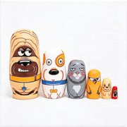 CYFW 6Pcs Russian Nesting Dolls Handmade Wooden Cute Pets Russian Wishing Matryoshka Doll for Gift Yellow Dog,Handmade Wooden Russian Nesting Dolls