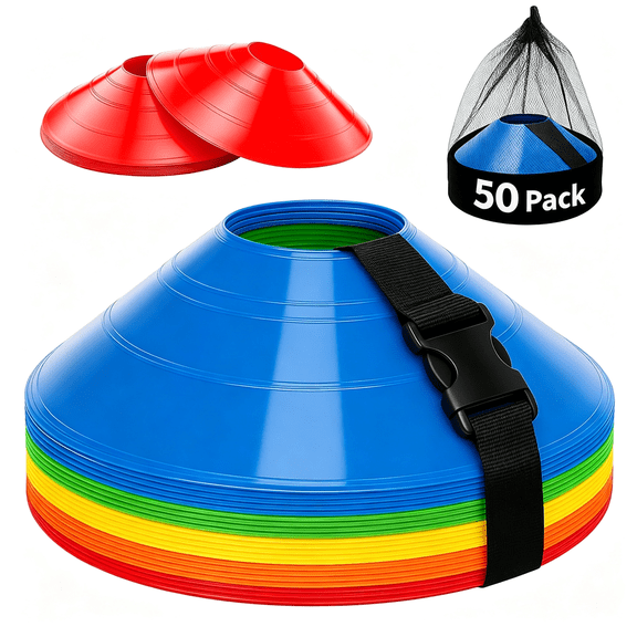 CYFW 75/50/25Pack,Pro-Grade Soccer Training Cones Set,Durable Agility Soccer Cones with Carry Bag&Strap Holder Ideal for Sports Training,Football,Soccer,Basketball- Trusted by Coaches&Athletes