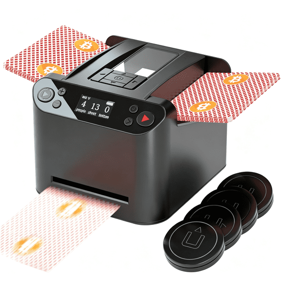 CYFW Automatic Card Shuffler and Dealer,2 in 1 360 Rotating Card Shuffling+Dealing Machine,Programmable Playing Card Dispenser,Rechargeable Playing Cards Distribution Machine(+4 Dealer Buttons)