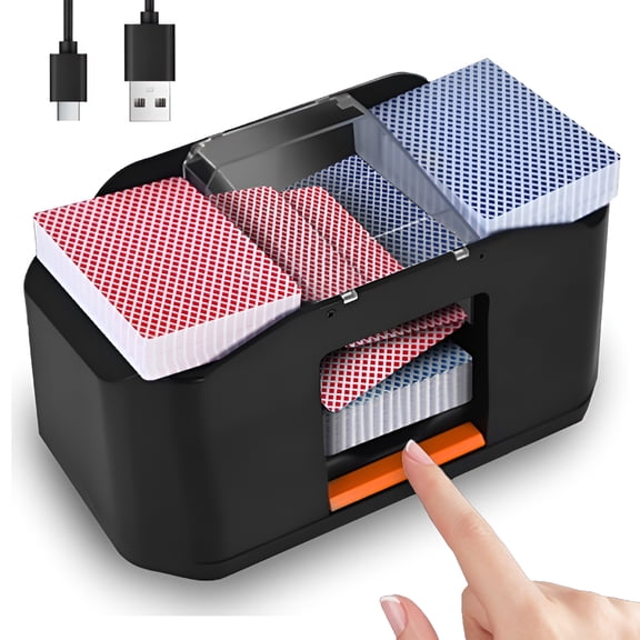 CYFW Automatic Card Shuffler Machine, 2000mAh Rechargeable Electric Shuffler for Casino Card Games, 2 Deck and 4 Deck Auto Shuffler for Canasta Cards