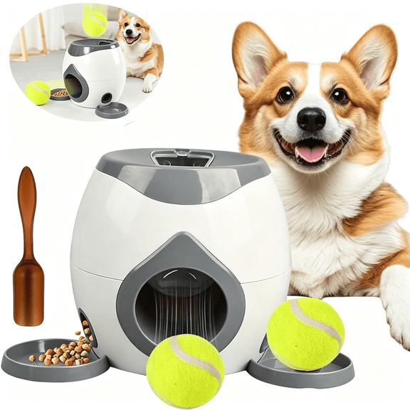 CYFW Automatic Dog Ball Launcher, Interactive Fetch Toy for Small to Medium Dogs, Pet Thrower Machine for Indoor & Outdoor Play, 2 Pcs 2-Inch Balls Included