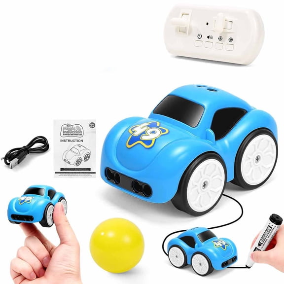 CYFW Automatic Line Following Car, 2.4Ghz Smart Sensor Super Mini Cars, Gestures Inductive Car That Follows Drawn Line, Smart Automatic Avoidance Desktop Vehicle (Blue)