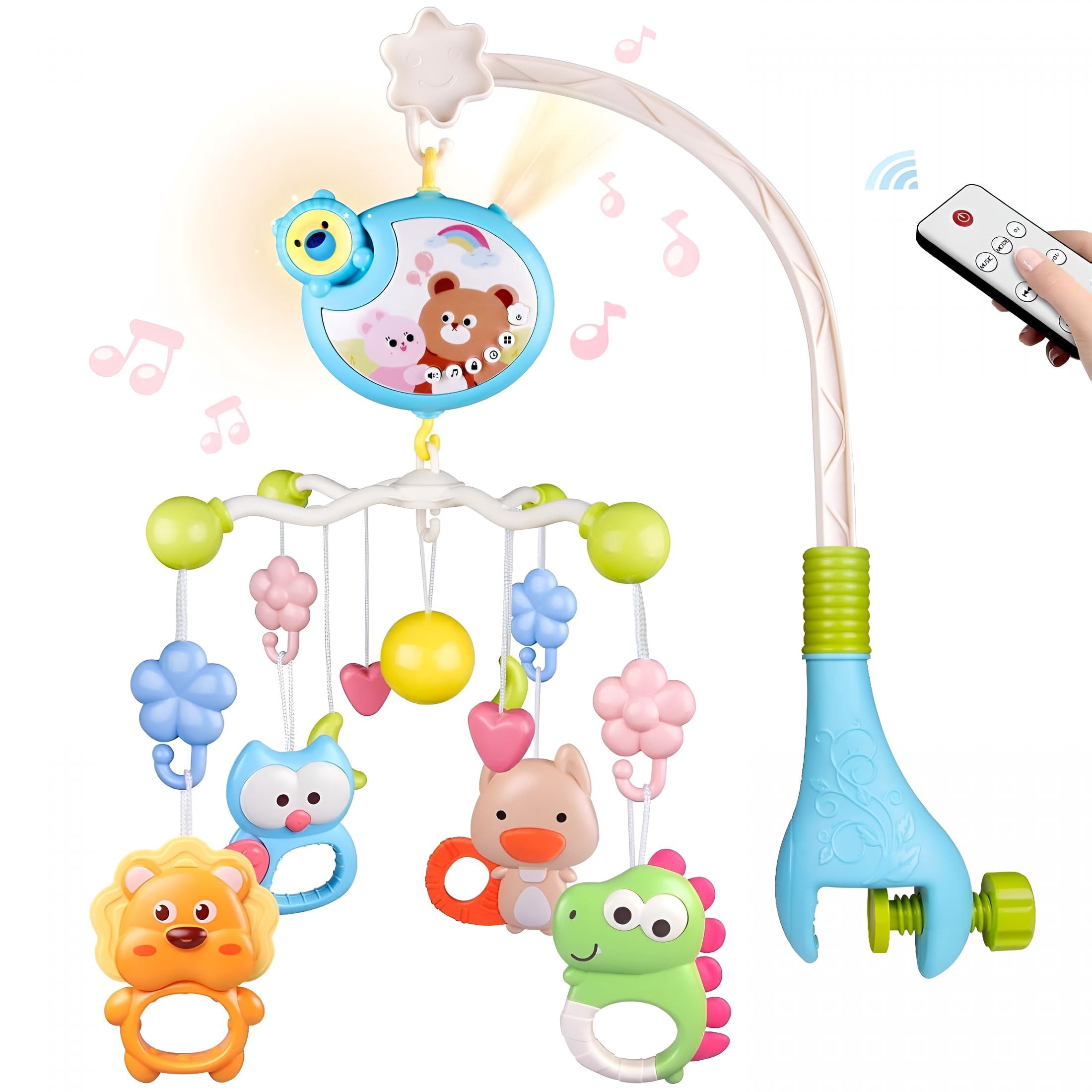 CYFW Baby Crib Mobile Toys with Music,Light and Remote – 5 Toys