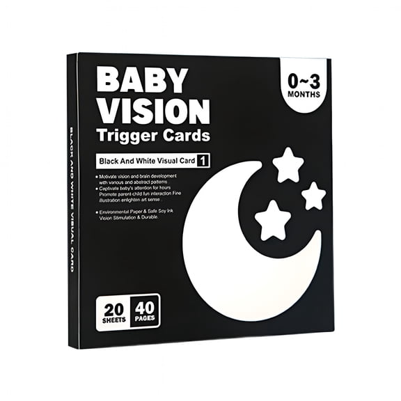 CYFW Baby Sensory Cards - 20PCS 40 Pages Black and White Sensory Toys High Contrast Baby Flash Cards Visual Skill Stimulation Perfect Baby Essentials for Babies 0-36 Months