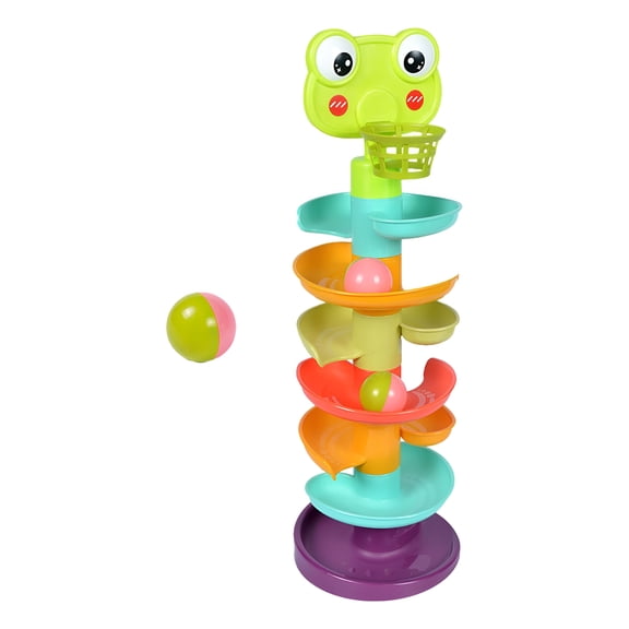 CYFW Ball Drop Toy Frog Ball Drop and Rolling Swirling Toy for Preschool Children 7 Layer Spinning Stacker Toy