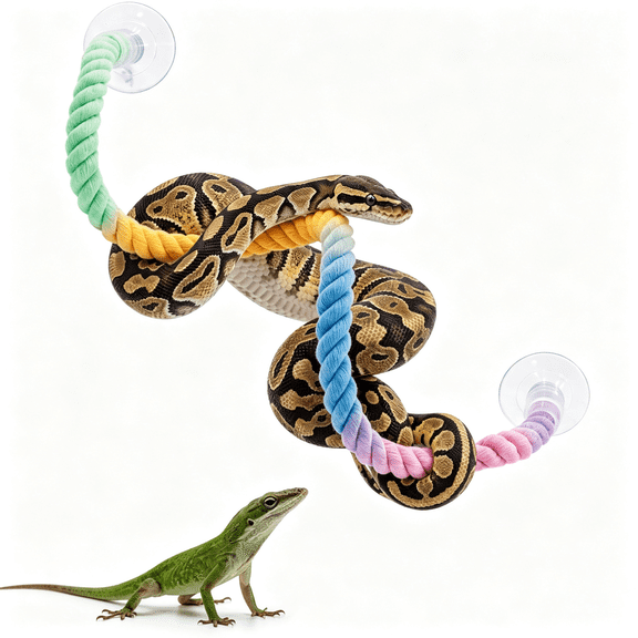 CYFW Bendable Snake Climbing Rope with Suction Cup,Ball Python Enrichment Toy,Reptile Enclosure Accessories,Climbing Branches for Snake Tank,Lizard
