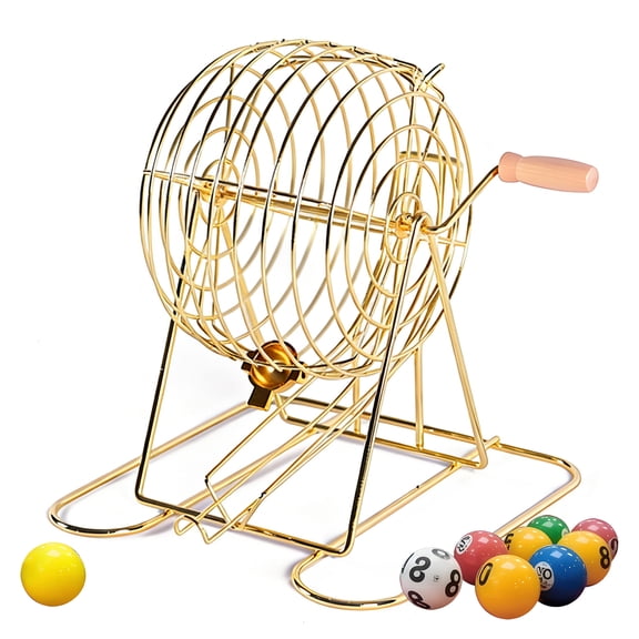 CYFW Bingo Game,Bingo Set with 30 Number Balls,Expert-Level Lottery Spinning Drawing,Family Bingo for Parties and Games,Gold