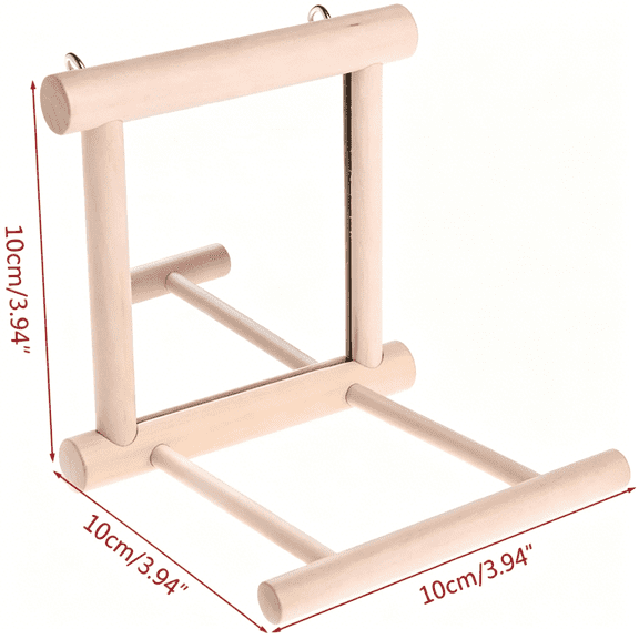 CYFW Bird Mirror Wooden Hanging Swing Interactive Play Toys for Small Parrot Budgies Macaw African Grey Parakeet Cockatiel Conure Lovebird Cage Accessories