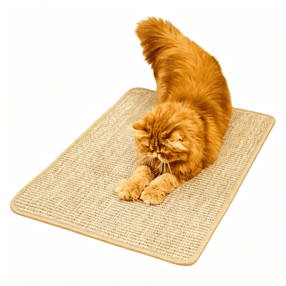 CYFW Cat Scratcher Mat,Sisal,Jute Border,Sofa & Floor Protector,23.6X15.7In,,1 Pack,Anti-Slip Latex Base,Wall Mountable,Indoor & Outdoor,Cat Scratch Pad,Beige