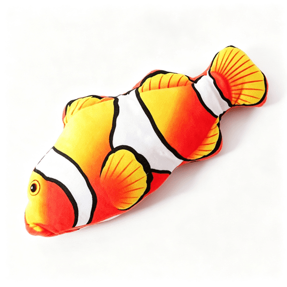 CYFW Cat Toys Flopping Fish with Silvervine and Catnip,Moving Kitten Kicker,Floppy Wiggle Clownfish for Small Dogs,Motion Kitty Interactive Exercise,10.5"Es