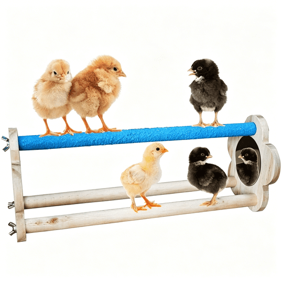 CYFW Chicken Perch for Chicks Chicken Roosting Bar Wood Stand with Mirrors Chick Stand Training Perch Toy