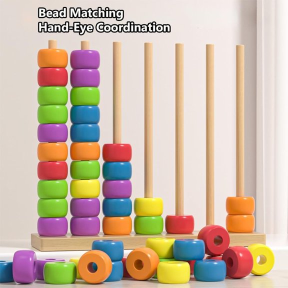 CYFW Color Matching Stacking Puzzle Game, Fast Pattern Challenge Ring Stack Puzzle for 2 Players, Competitive Tabletop Puzzle Game Set Including Shelves and Rings (1Pcs)