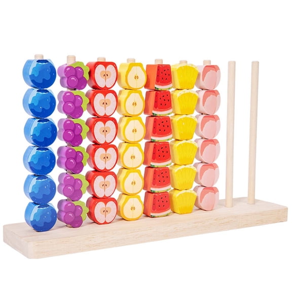 CYFW Color Matching Stacking Puzzle Game, Wooden Beads Sequencing Game Set, Family Game