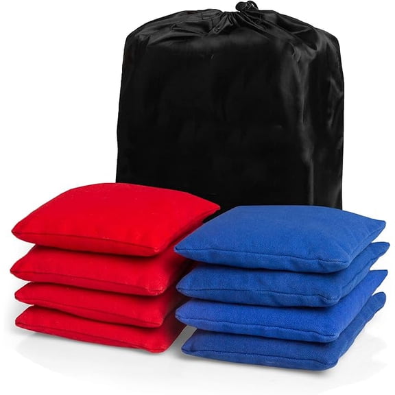 CYFW Cornhole Bags Weather Resistant- Set of 8 Regulation Bean Bags for Tossing- Official Professional Size&Weight Corn Hole Bags Two Color All Weather Cornhole Beans Bag Set with Tote Bag