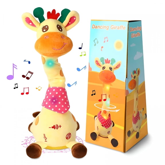 CYFW Dancing Talking Giraffe Toy, Stuffed Animal Baby Toy Repeating What You Say, Glowing Musical Giraffe with 10 Children'S Songs Gifts for Toddlers 1-3 Years Old