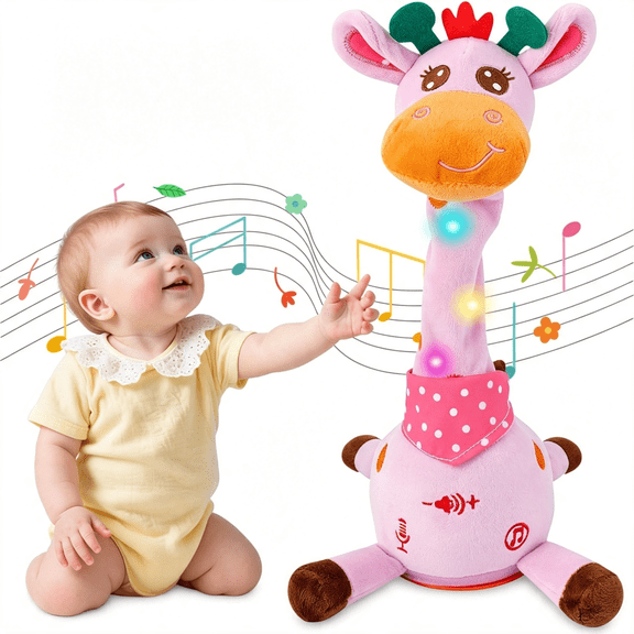 CYFW Dancing Talking Giraffe Toys, Singing Giraffe Plush Stuffed Animal | Sings 10 Children'S Songs,Repeats Your Voice,Light Up Giraffe Plush,Holiday&Birthday Gift for Toddlers 3+(Purple Giraffe)