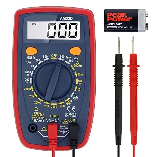 CYFW Digital Multimeter Tester 2000 Counts with Dc Ac Voltmeter and Ohm Volt Amp Meter; Measures Voltage,Current,Resistance,Continuity and Diode,Blue