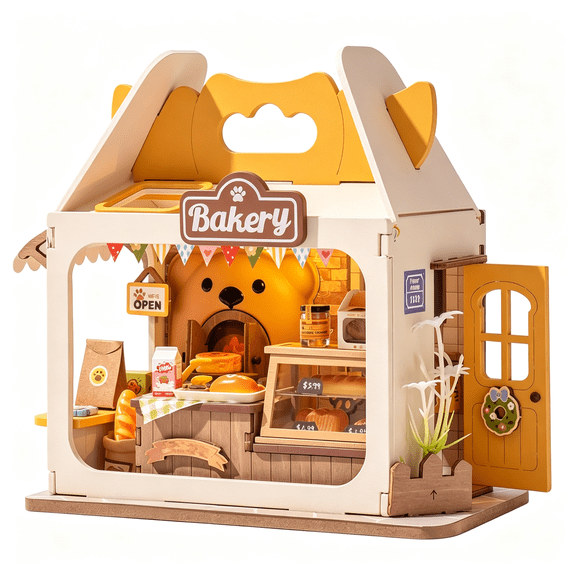 CYFW Diy Mini House Building Teddy Miniature Kit Breadbox,Miniverse Lifestyle Bookshelf Decoration,Cute Craft Kits for Women Or Girls 14+,Kawaii Gifts Hobbies for Crafters(Teddy'S Breadbox)