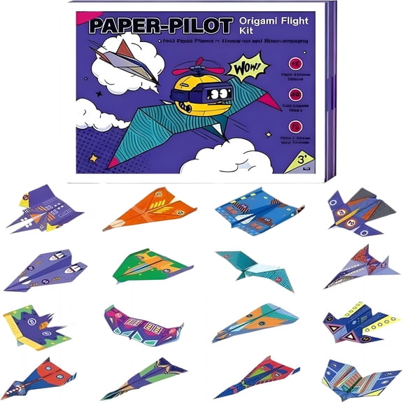 CYFW Diy Paper Airplane Book,11" X 8.3" 48-Sheet Colorful Origami Paper,16 Creative Paper Planes to Fold,Paper Pilot for Boys And Girls