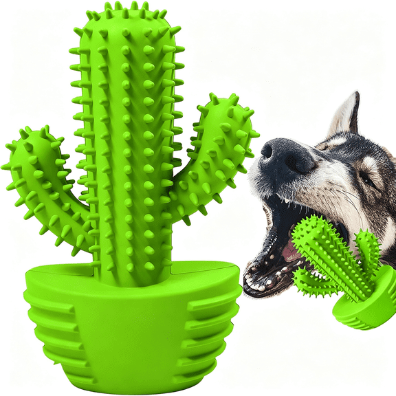 CYFW Dog Chew Toys,Toothbrush Stick Teeth Cleaning Brush Dental for Small Medium Large Dog,Rubber Squeaky Toys for Aggressive Chewers Cactus Tough Toys Dog Toothbrush Toy