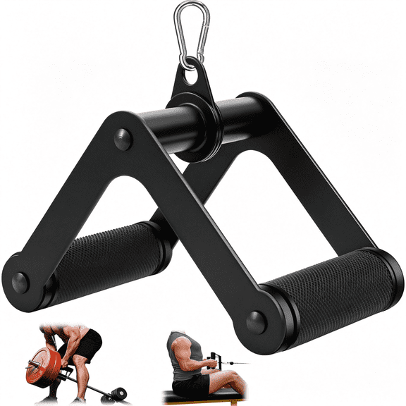 CYFW Double D Row Handle Lat Pulldown Attachments,1.3" Diameter Big Comfort Rubber Grip V Bar Attachmentt for Cable Machine Home Gym Accessory Gym Attachments