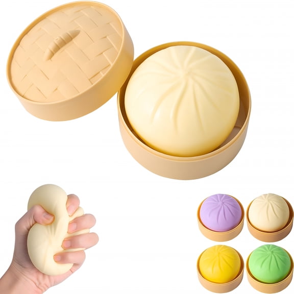 CYFW Dumpling Stress Ball, Mystery Dumpling Box, Fidget Toys Adults & Teens, Easter Basket Stuffers, Stocking Stuffers, Sensory Stress Ball Squeeze Toys for Stress Relief (White)