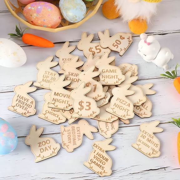 CYFW Easter Egg Fillers Wooden Tokens kids Easter Eggs Fillers,Wooden Easter Prize Tokens,Easter Egg Stuffers,Award Tokens for kids,Easter Basket Fillers,Non Candy Easter Fillers